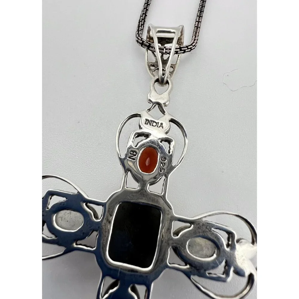 NICKY BUTLER 925 Silver Druzy Gemstone Cross Pendant Necklace - Picture 11 of 15